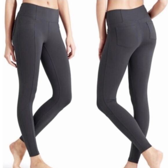 Athleta Metro High Waisted Leggings Side Pockets Back Pockets Gray Size Small - Picture 9 of 9